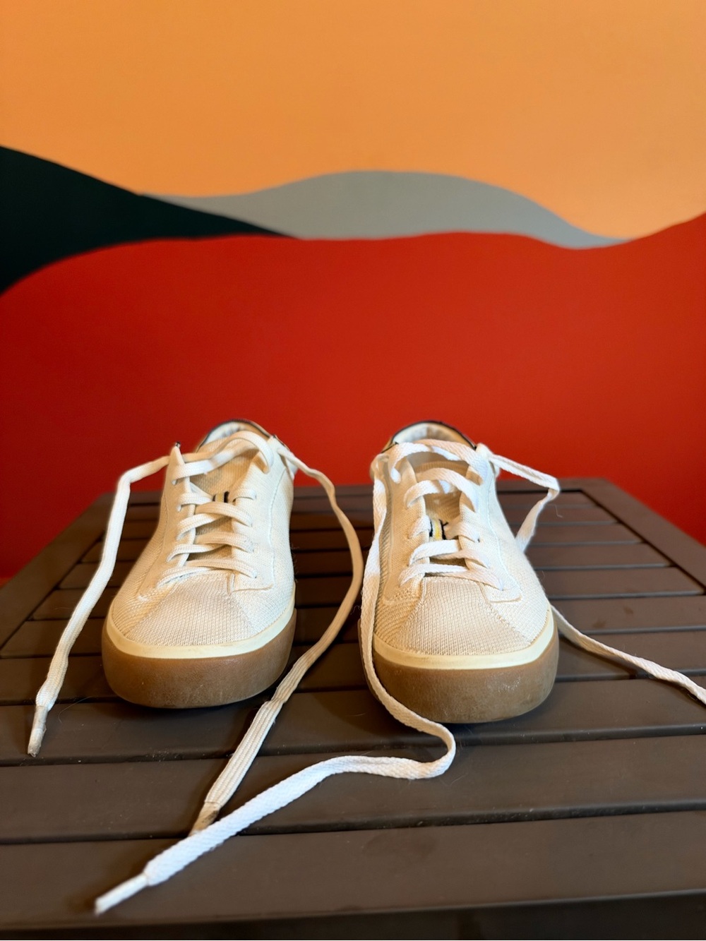 Rothy’s Cream Knit Lace-Up Sneakers Women’s Size 8